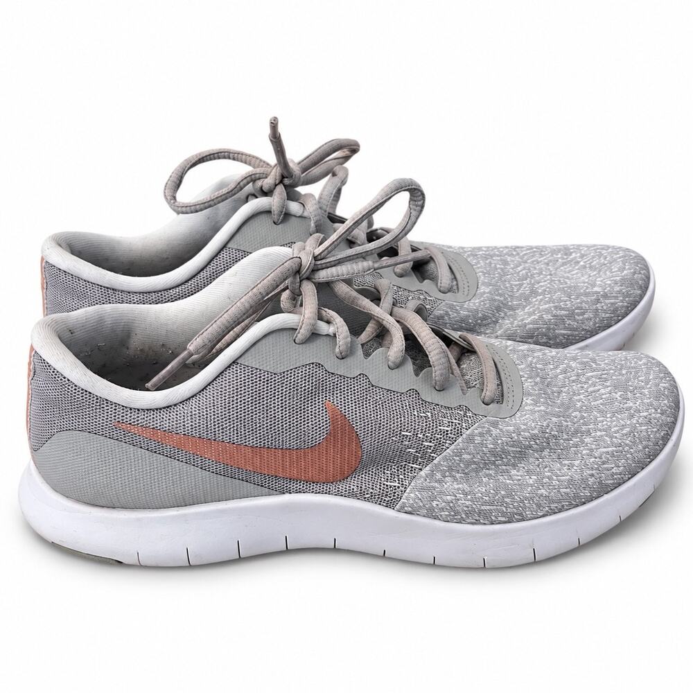 Nike Flex Contact Running Jogging Shoe Gray and Rose Gold Womens Size 9.5